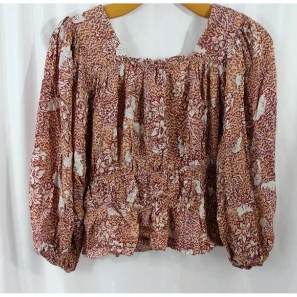 NWT Rachel Zoe Womens Multicolor Floral Puffy Sleeve Crop Top S - Picture 4 of 5